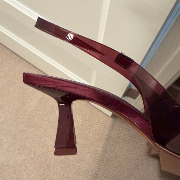 Zara Women's Dark Red Heels with Sparkling Embellishments - Picture 2 of 3